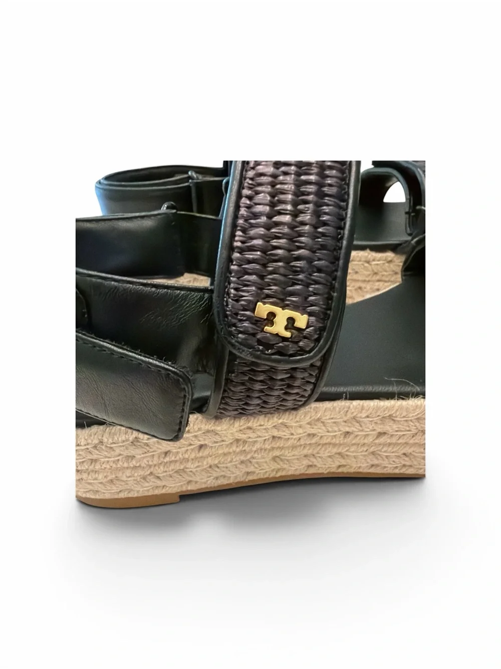Tory Burch Black Woven-Strap Espadrille-Inspired Sandals